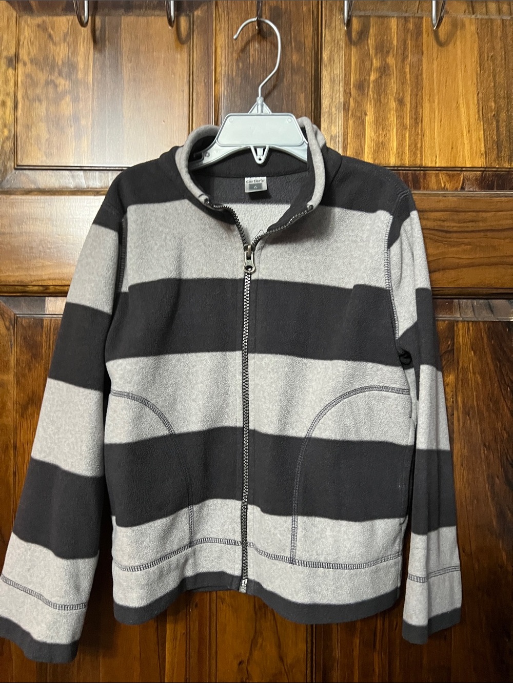 Carter's Black & Gray Striped Zip-Up Jacket